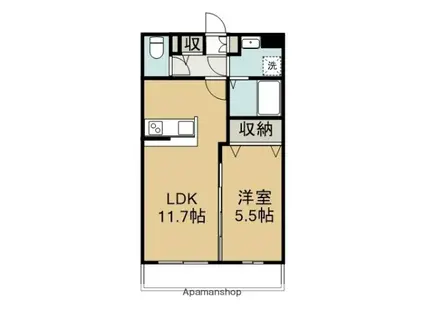 WISTARIA(1LDK/1階)の間取り写真