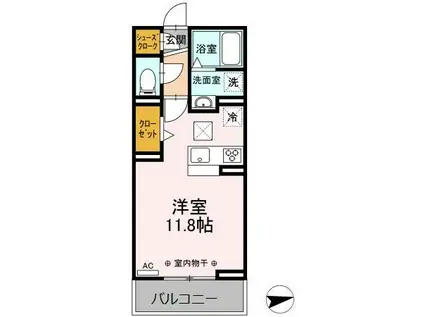 ラフィーネ(ワンルーム/1階)の間取り写真