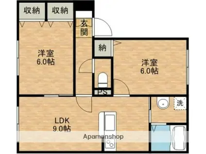 ベルフィオーレⅢ(2LDK/2階)の間取り写真