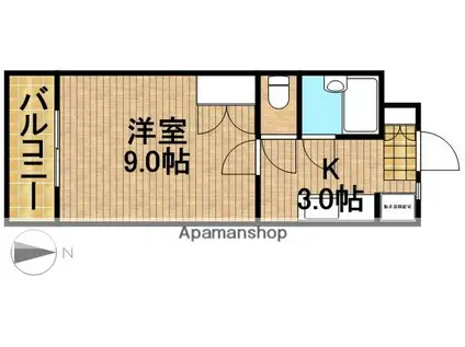 グランパレⅥ(1K/2階)の間取り写真