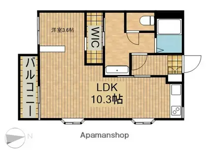 ヴィレッジSAKUMA(1LDK/2階)の間取り写真