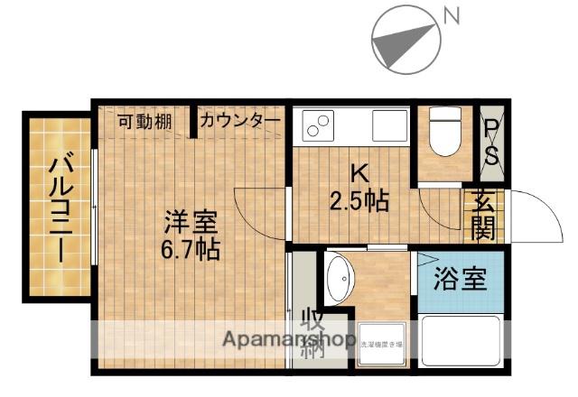 パークサイドサイワイB(1K/1階)の間取り写真
