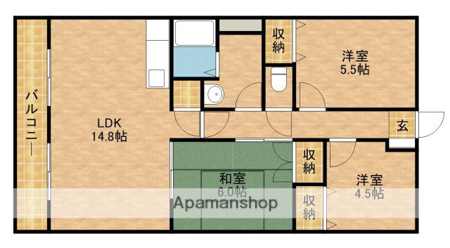 マンション大松2(3LDK/4階)の間取り写真