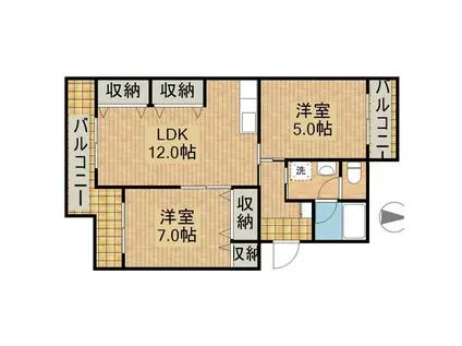 カーサプリマベーラ(2LDK/3階)の間取り写真
