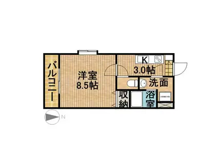 SENTIERO杉谷(1K/2階)の間取り写真