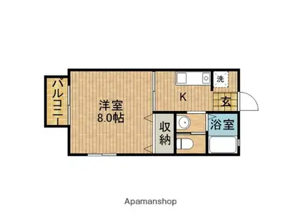 オランジュリー(1K/2階)の間取り写真