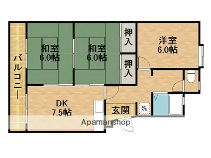 エクシード中沢(3DK/2階)の間取り写真