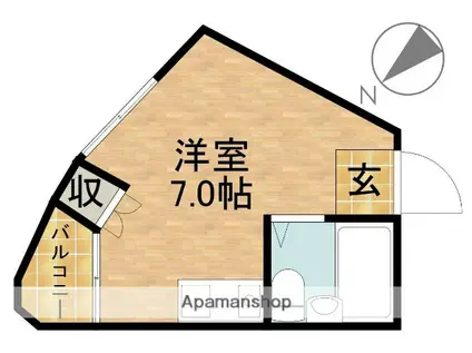 カーサ八幡(ワンルーム/2階)の間取り写真