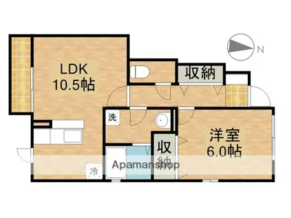 ロイヤルタウン染地台C(1LDK/1階)の間取り写真