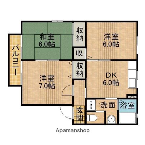 グレースⅠ(3DK/1階)の間取り写真