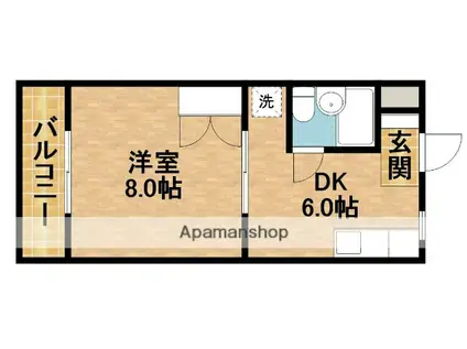 ハイツパピリオⅠ(1DK/2階)の間取り写真