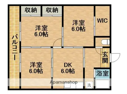 サザンクロス(3DK/2階)の間取り写真