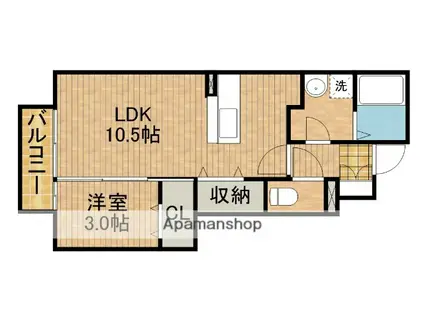 オーマスⅡ(1LDK/1階)の間取り写真