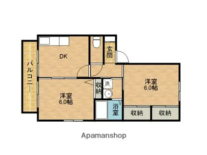 ルイースト・アーク(2DK/1階)の間取り写真