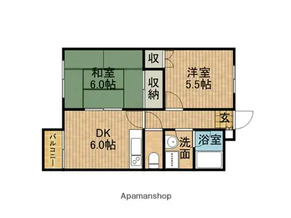 B・S・T A棟(2DK/2階)の間取り写真