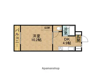 ファミーユ(1DK/1階)の間取り写真