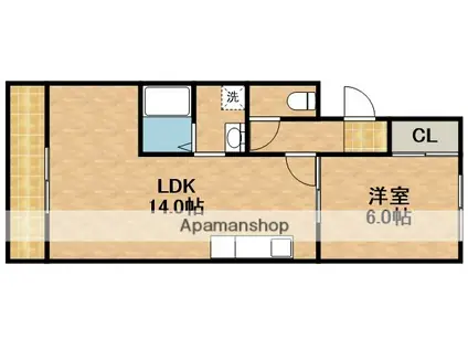 サンライト西伊場(1LDK/3階)の間取り写真