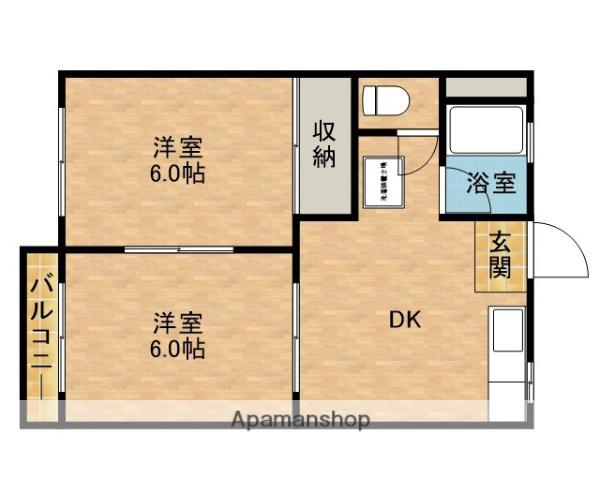 フォーブル村松Ⅰ(2DK/2階)の間取り写真