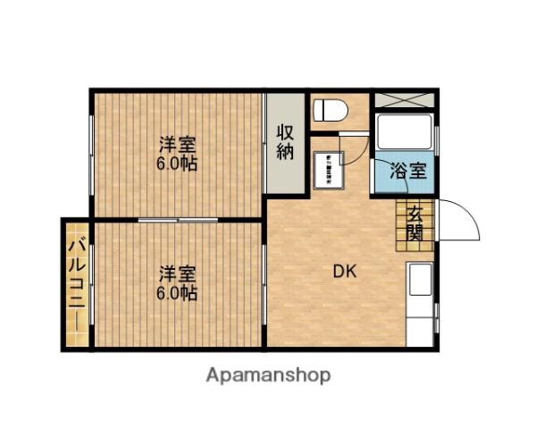 フォーブル村松Ⅰ(2DK/2階)の間取り写真