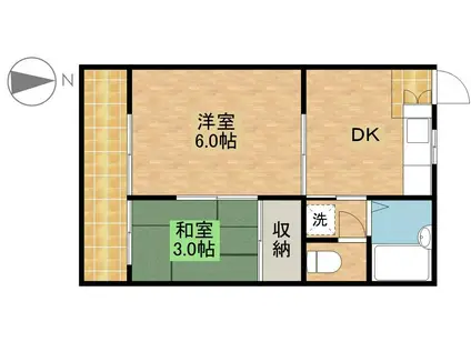 花島ハイツ(2K/2階)の間取り写真