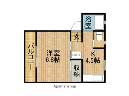 メゾンワルツC(1DK/1階)の間取り写真
