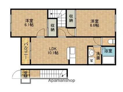 セントフィールド(2LDK/2階)の間取り写真