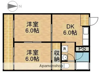 コーポラスサンライズA(2DK/3階)の間取り写真