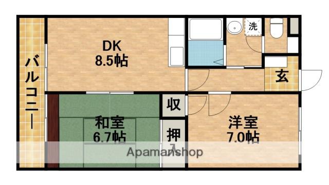 リバティ上島(2DK/3階)の間取り写真