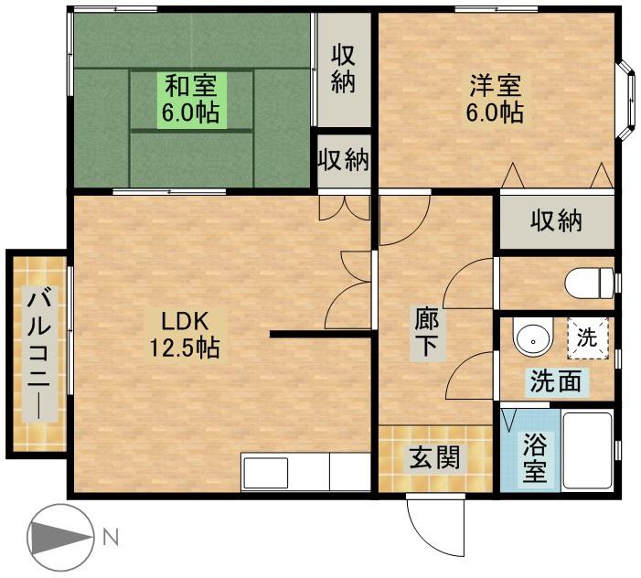 フラットサード(2LDK/2階)の間取り写真