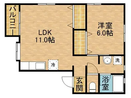 ラフィーネ佐鳴(1LDK/2階)の間取り写真