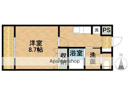 スカイリーフ(1K/2階)の間取り写真