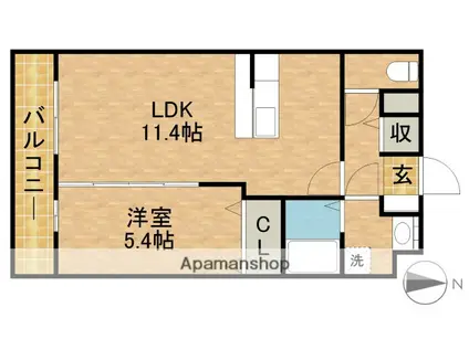 SJT HAMAKITA(1LDK/2階)の間取り写真