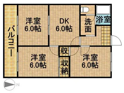 ラ・フォーレ二瀬川Ⅱ(3DK/1階)の間取り写真