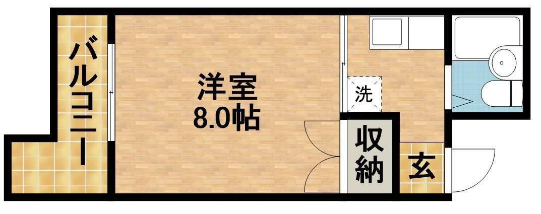 マンションKM-1(1K/4階)の間取り写真