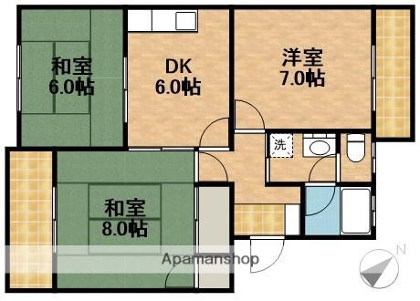 マンション昴B(3DK/1階)の間取り写真