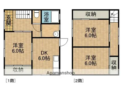 東海道本線 浜松駅 バス乗車時間:9分 頭陀寺バス停で下車 徒歩3分 2階建 築37年(3DK)の間取り写真