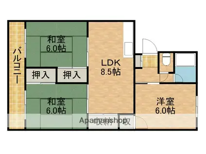 寿マンションC(3LDK/3階)の間取り写真