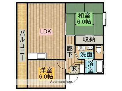 ヴィラコンフォート下俣南(2LDK/1階)の間取り写真