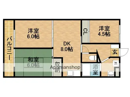 キヨミズキャンパス(3DK/2階)の間取り写真