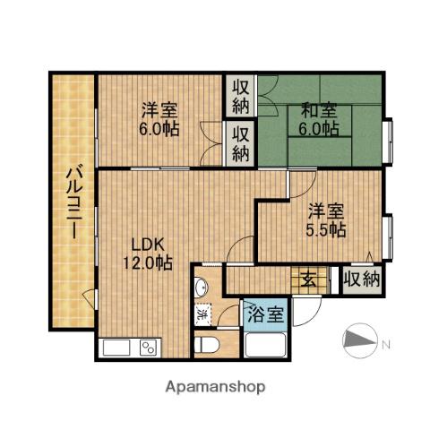 パインハイム A(3LDK/1階)の間取り写真