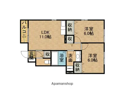 ダーヴォッフォノルトS Ⅱ(2LDK/1階)の間取り写真