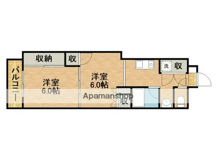 エンブレム元浜(2K/6階)の間取り写真