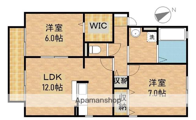 ポワール B(2LDK/1階)の間取り写真