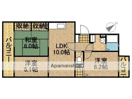 シャルマンKOGAWA(3LDK/3階)の間取り写真