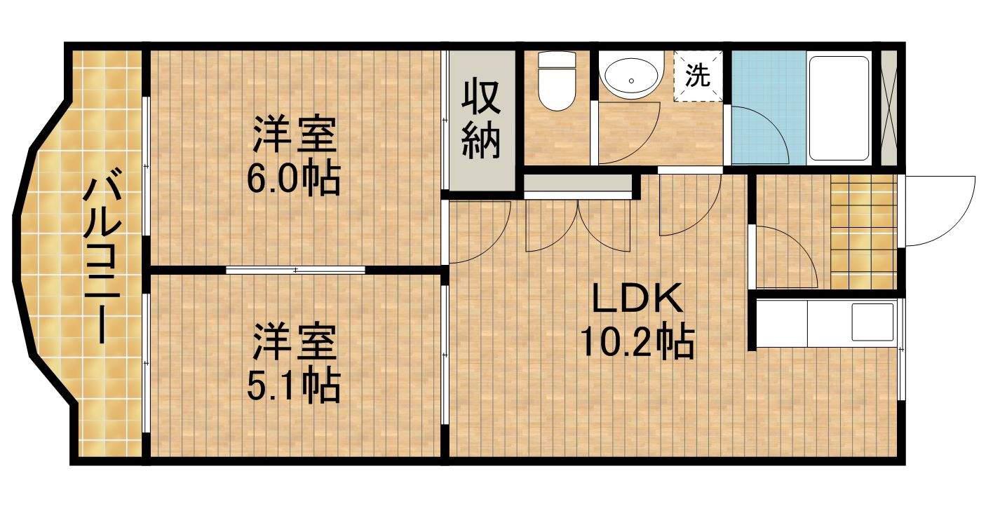 モナヴェイル(2LDK/2階)の間取り写真