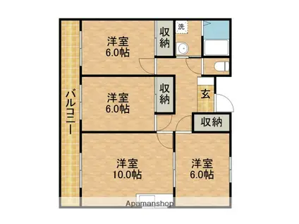 ライムリゾート八坂Ⅱ(3LDK/1階)の間取り写真