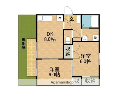 ビラージュⅡ A(2DK/1階)の間取り写真