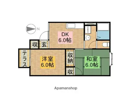 サニーコート(2DK/2階)の間取り写真