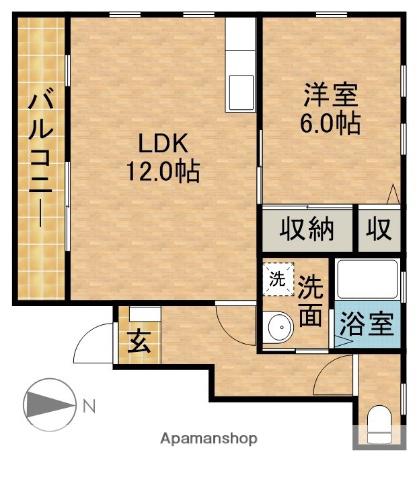 オーガスタA2(1LDK/1階)の間取り写真