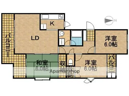 シェ・ジャルダン(3LDK/2階)の間取り写真